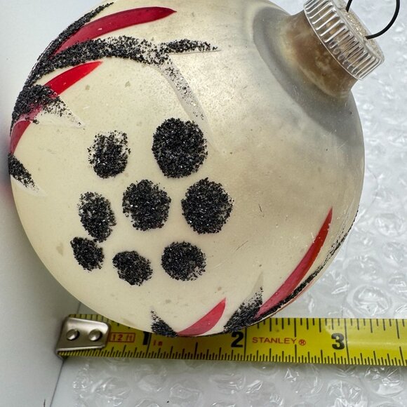 Mercury Glass Christmas Ornaments Hand-Painted Red White Mica Austria 3"  Vtg - Picture 2 of 16